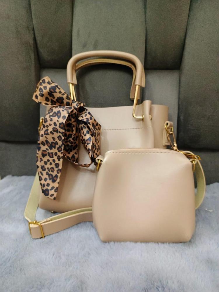 Women's PU Leather Plain Hand Bag Set