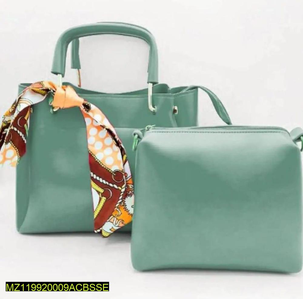 Women's PU Leather Plain Hand Bag Set