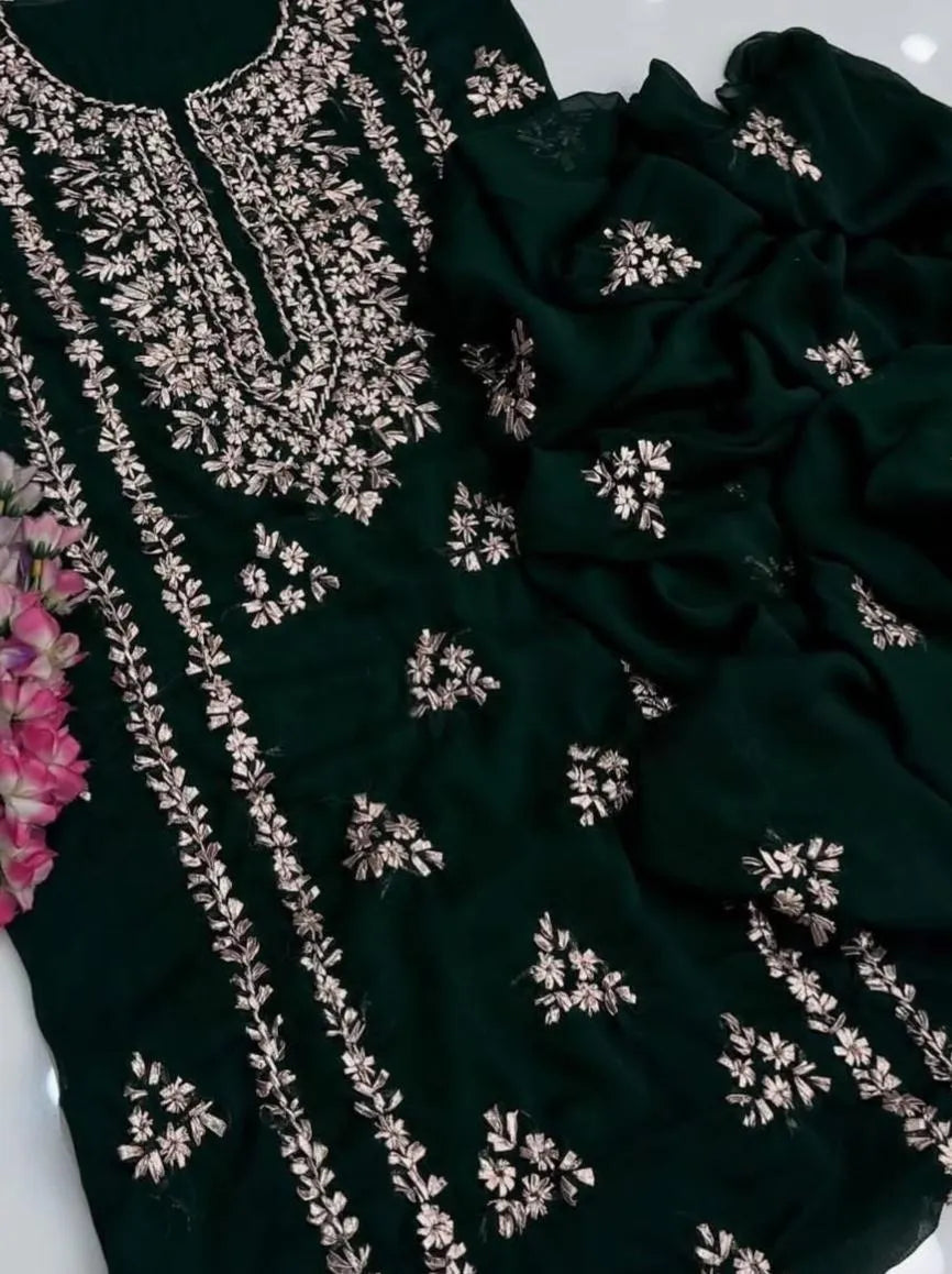 2 Pcs Women's Unstitched Hand Work Suit