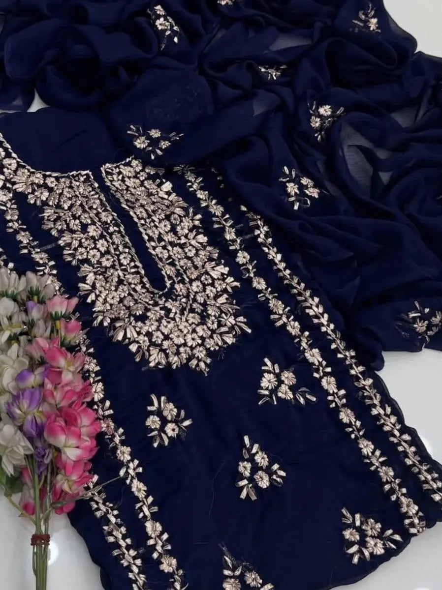 2 Pcs Women's Unstitched Hand Work Suit