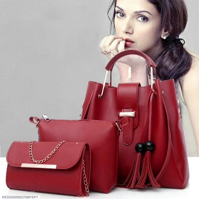 Stylish Girl's Leather Hand Bag Set - 3 Pcs in Trendy Colors