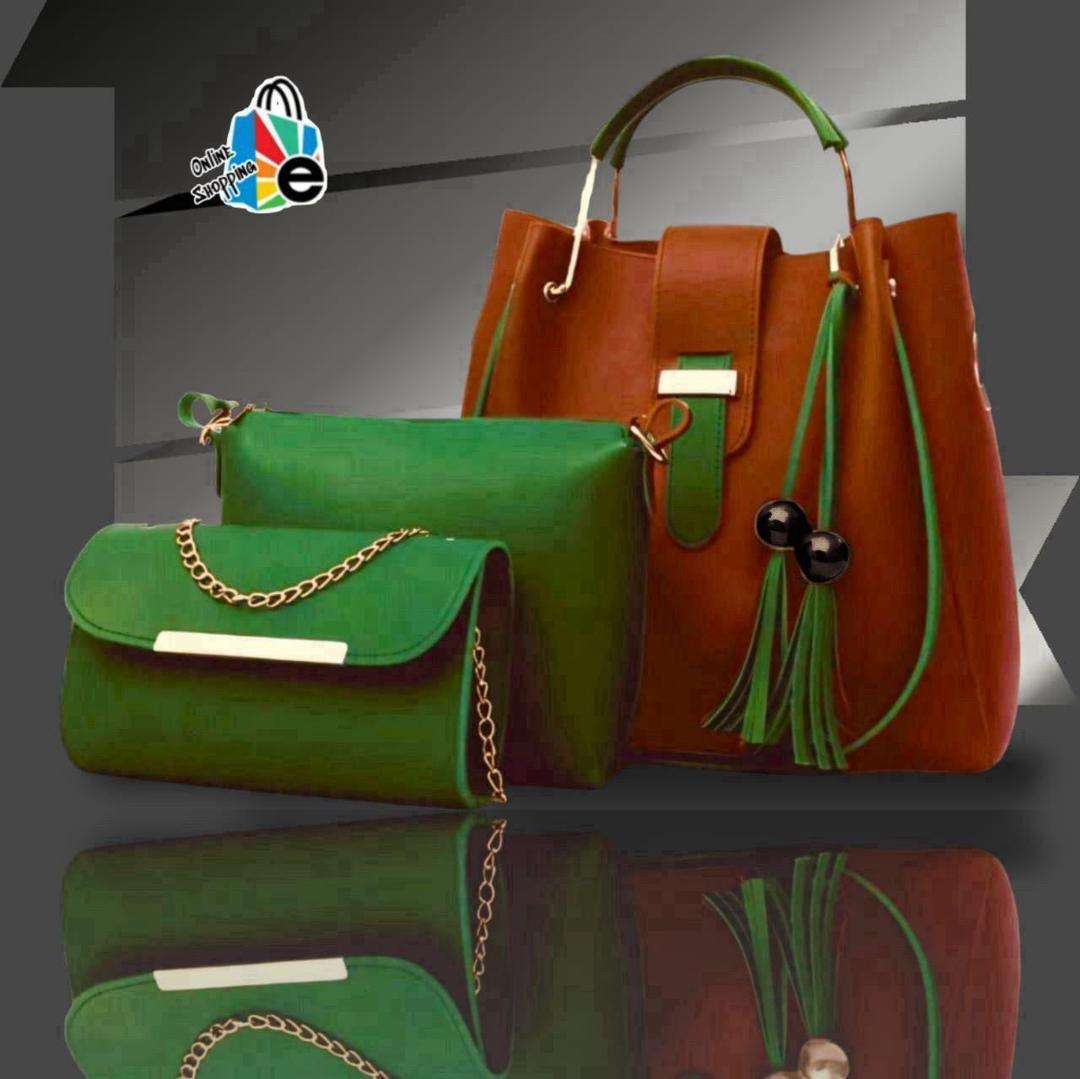 Stylish Girl's Leather Hand Bag Set - 3 Pcs in Trendy Colors