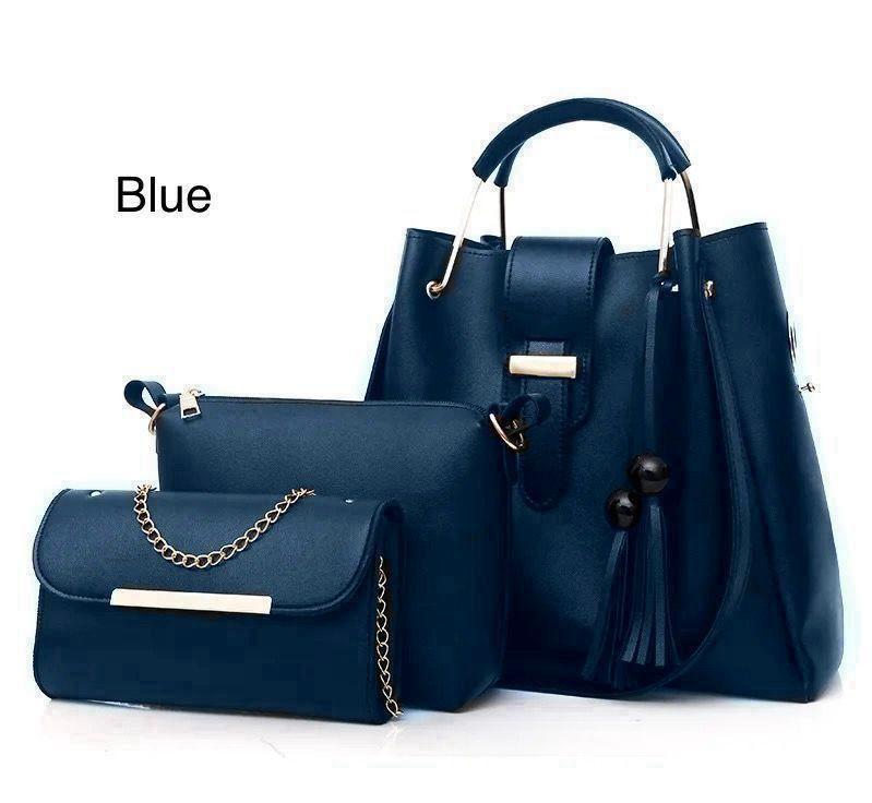 Stylish Girl's Leather Hand Bag Set - 3 Pcs in Trendy Colors